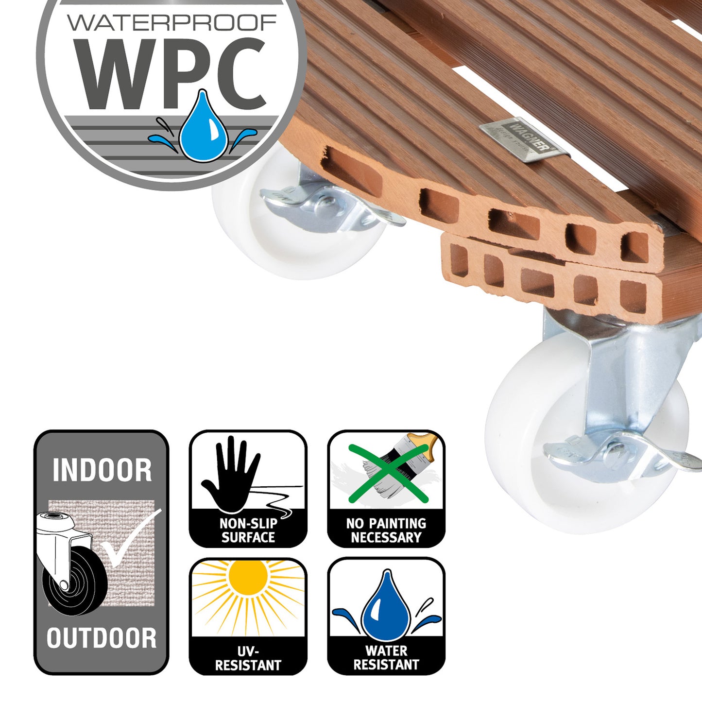 15.1" Terra Cotta Round WPC Plant Caddy