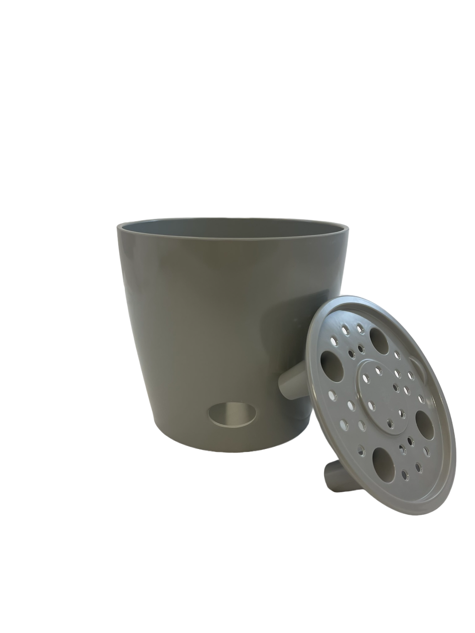 7" Gray Round Self-Watering Bamboo Pot