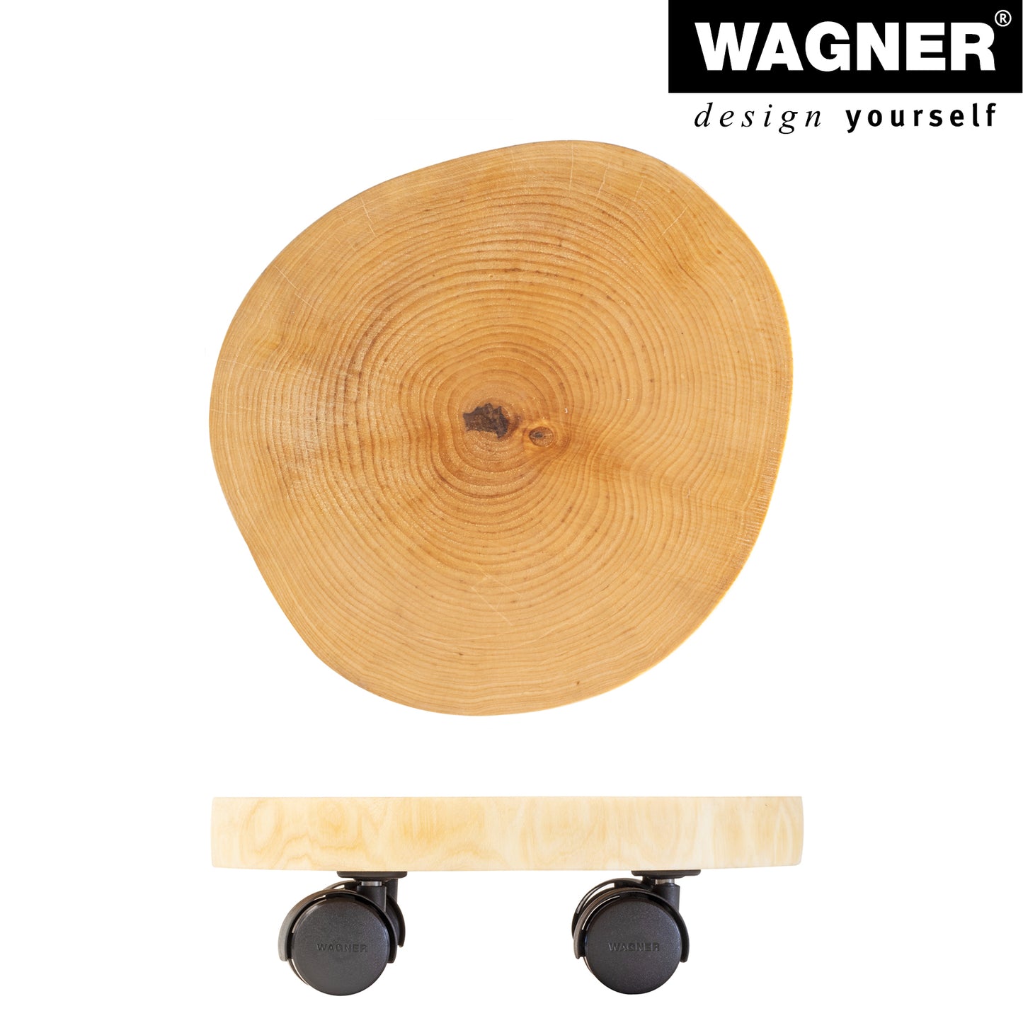 10" Natural Birch Round Wooden Plant Caddy