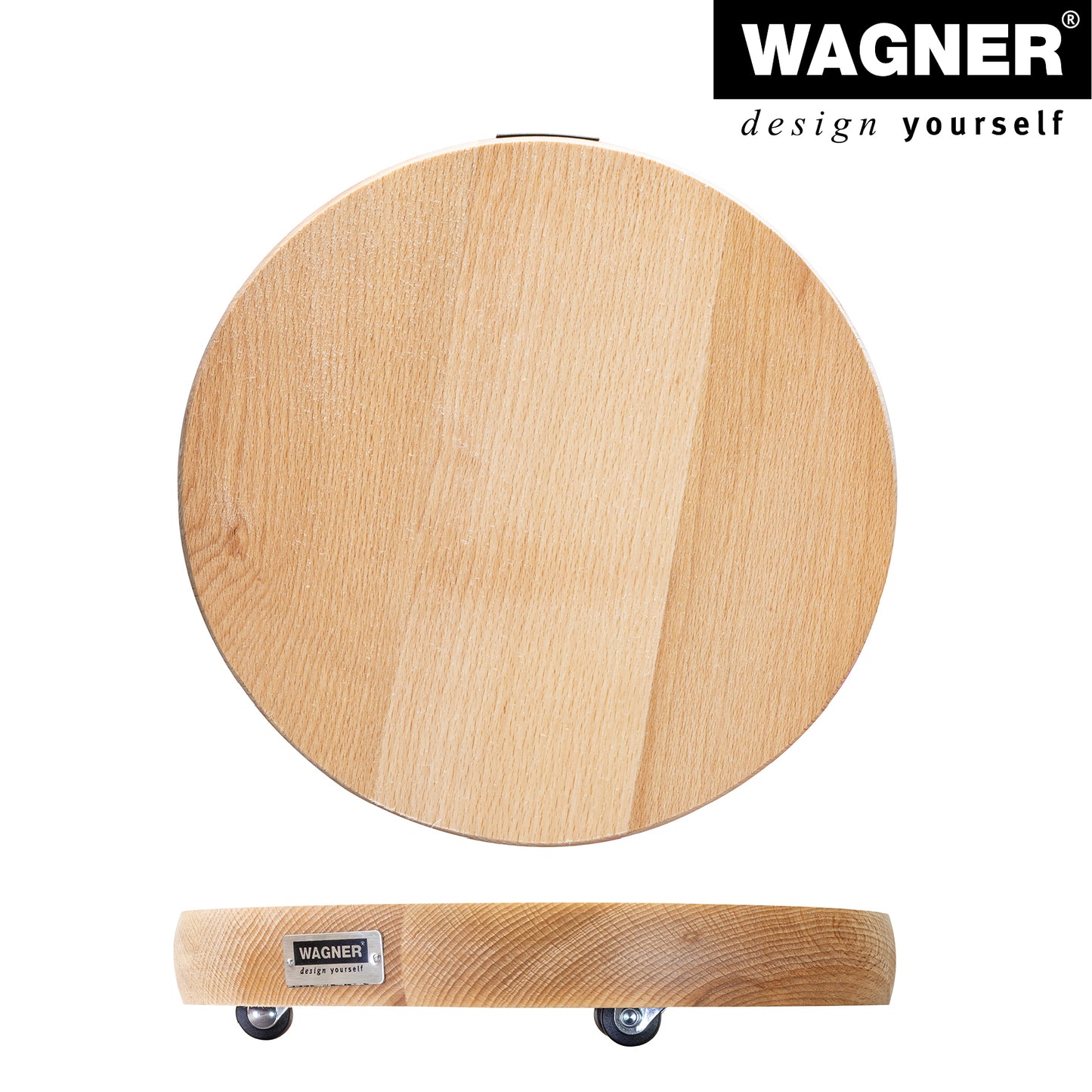 10" Natural Round Wooden Plant Caddy w/No-Show Casters