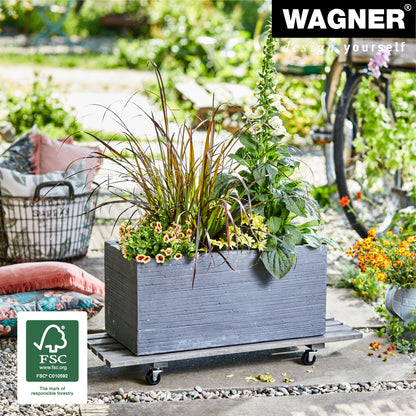 11.5" x 31" Gray Rectangle Wooden Plant Caddy