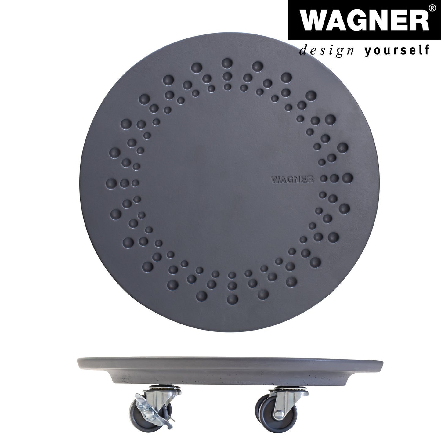 13.4" Charcoal Round Stone Plant Caddy