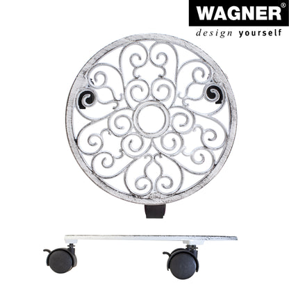 11.4" White Round Cast Iron Plant Caddy
