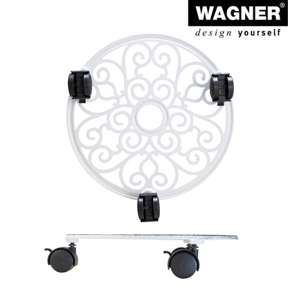 11.4" White Round Cast Iron Plant Caddy