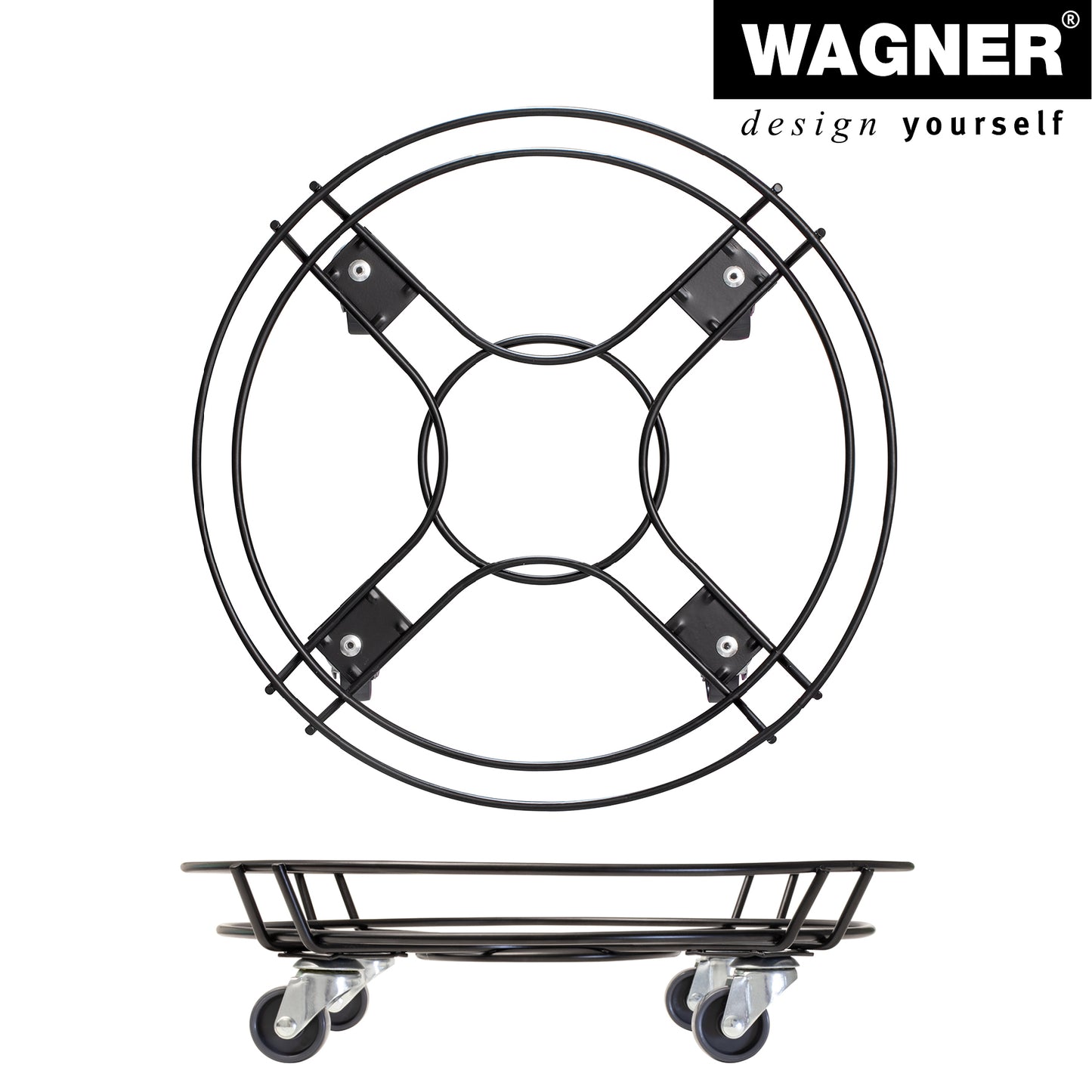 15" Black Round Steel Wire Plant Caddy