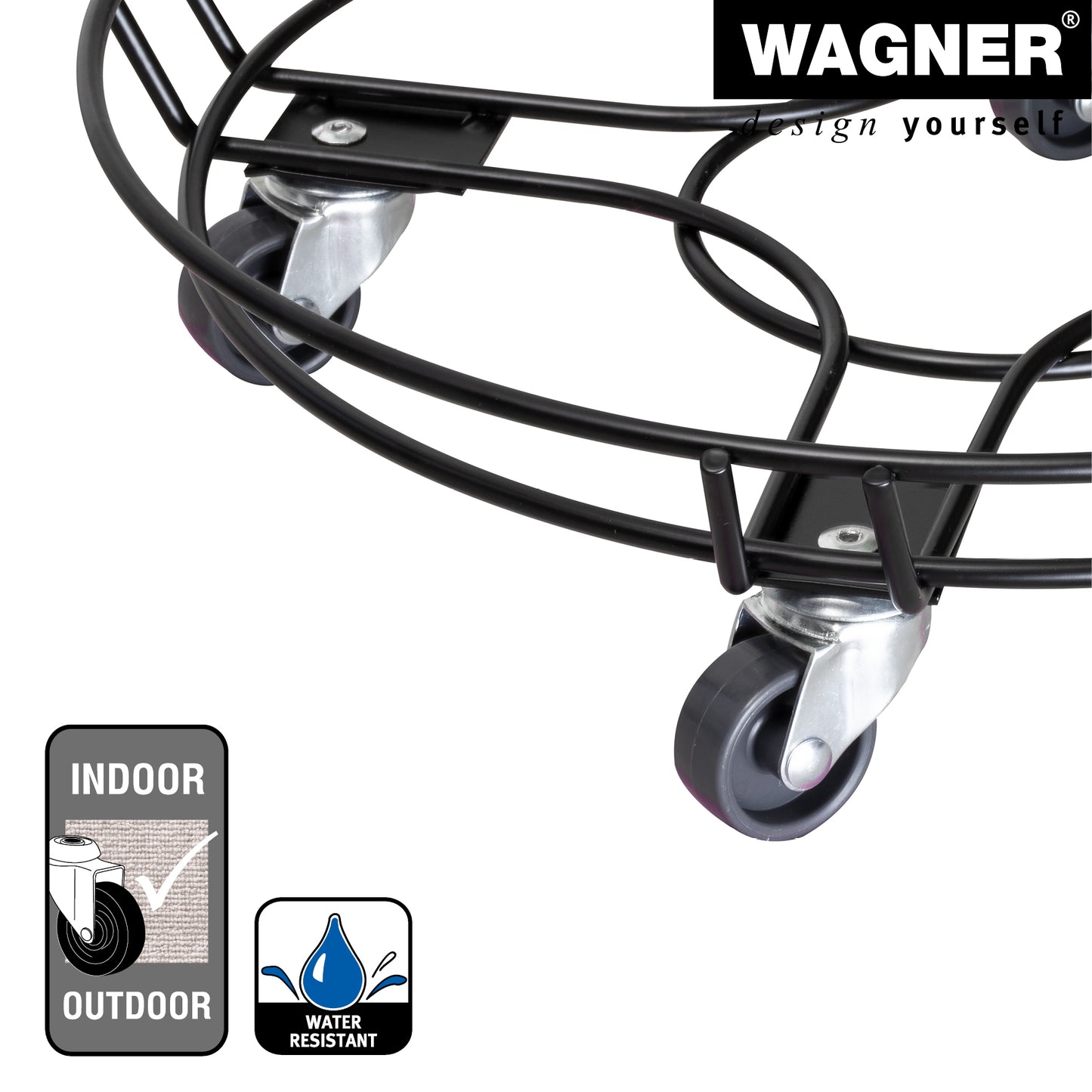 15" Black Round Steel Wire Plant Caddy