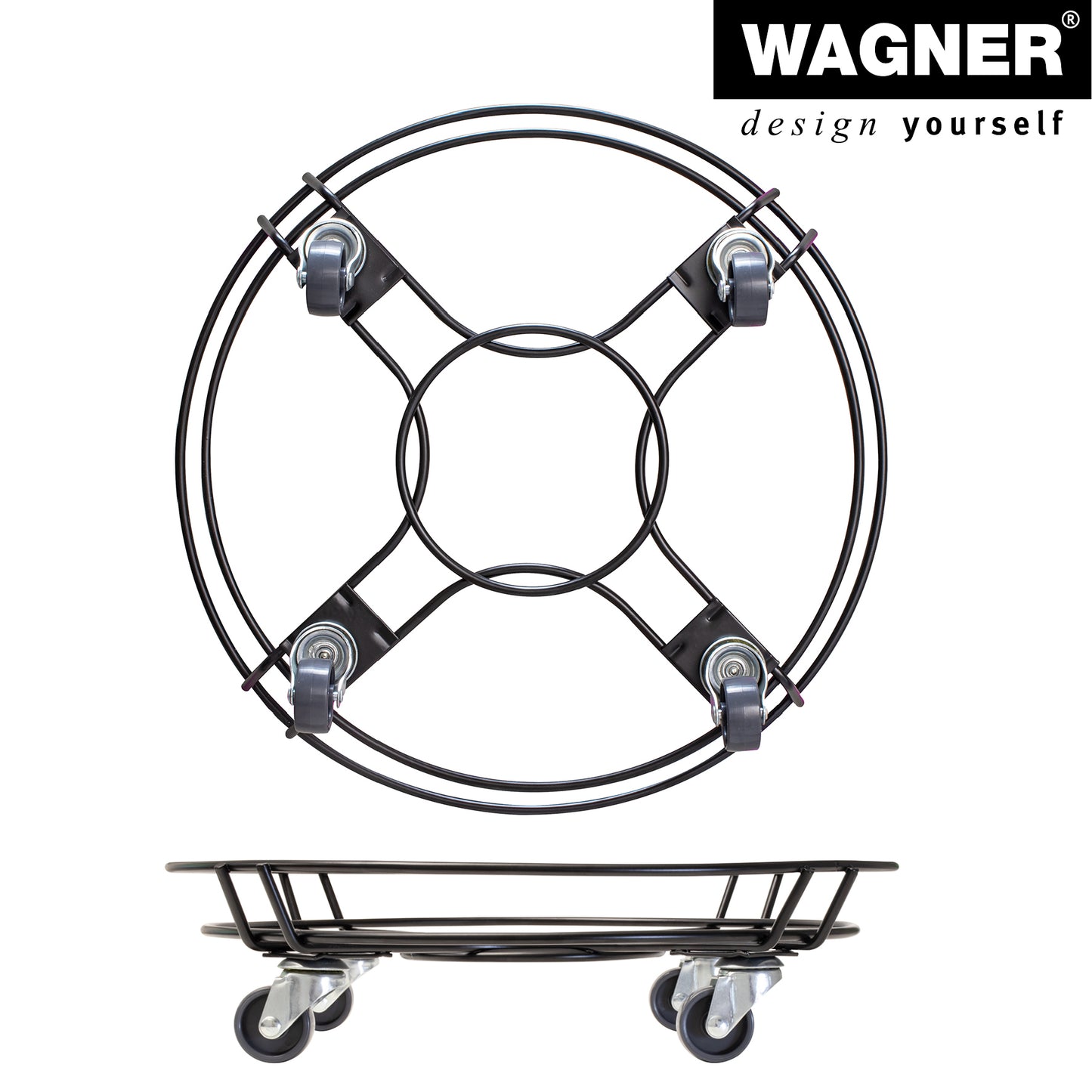 15" Black Round Steel Wire Plant Caddy
