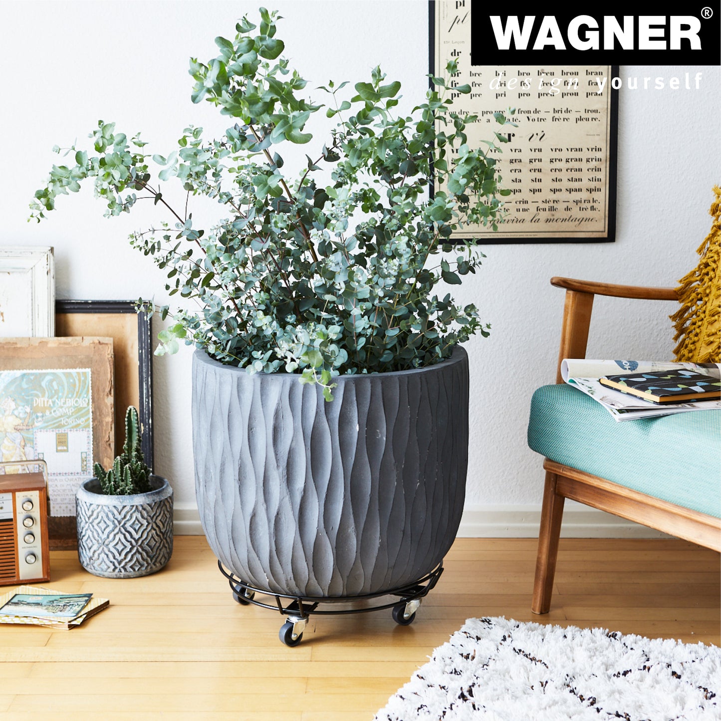 15" Black Round Steel Wire Plant Caddy