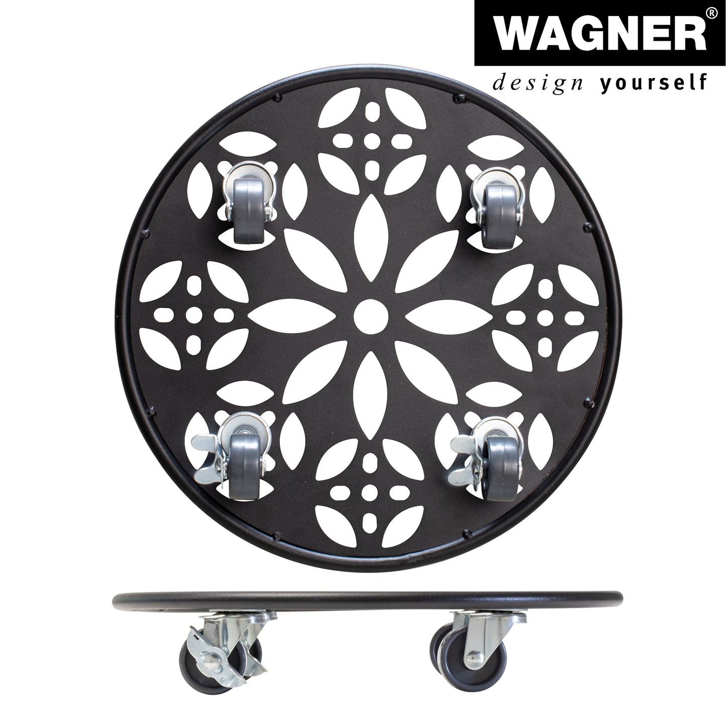 11.8" Black Round Flower Steel Plant Caddy