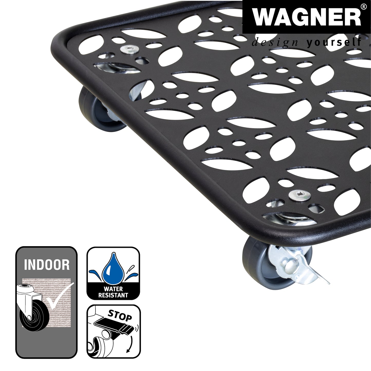 11.8" Black Square Flower Steel Plant Caddy