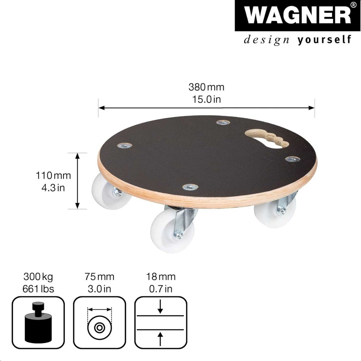 15" Black Round MaxiGrip Plant Caddy