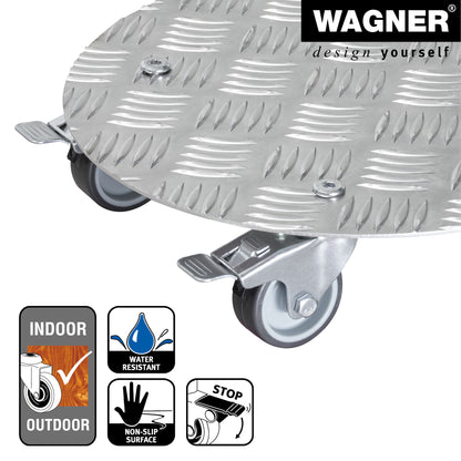 11.8" Silver Round Diamond Plated Aluminum Plant Caddy