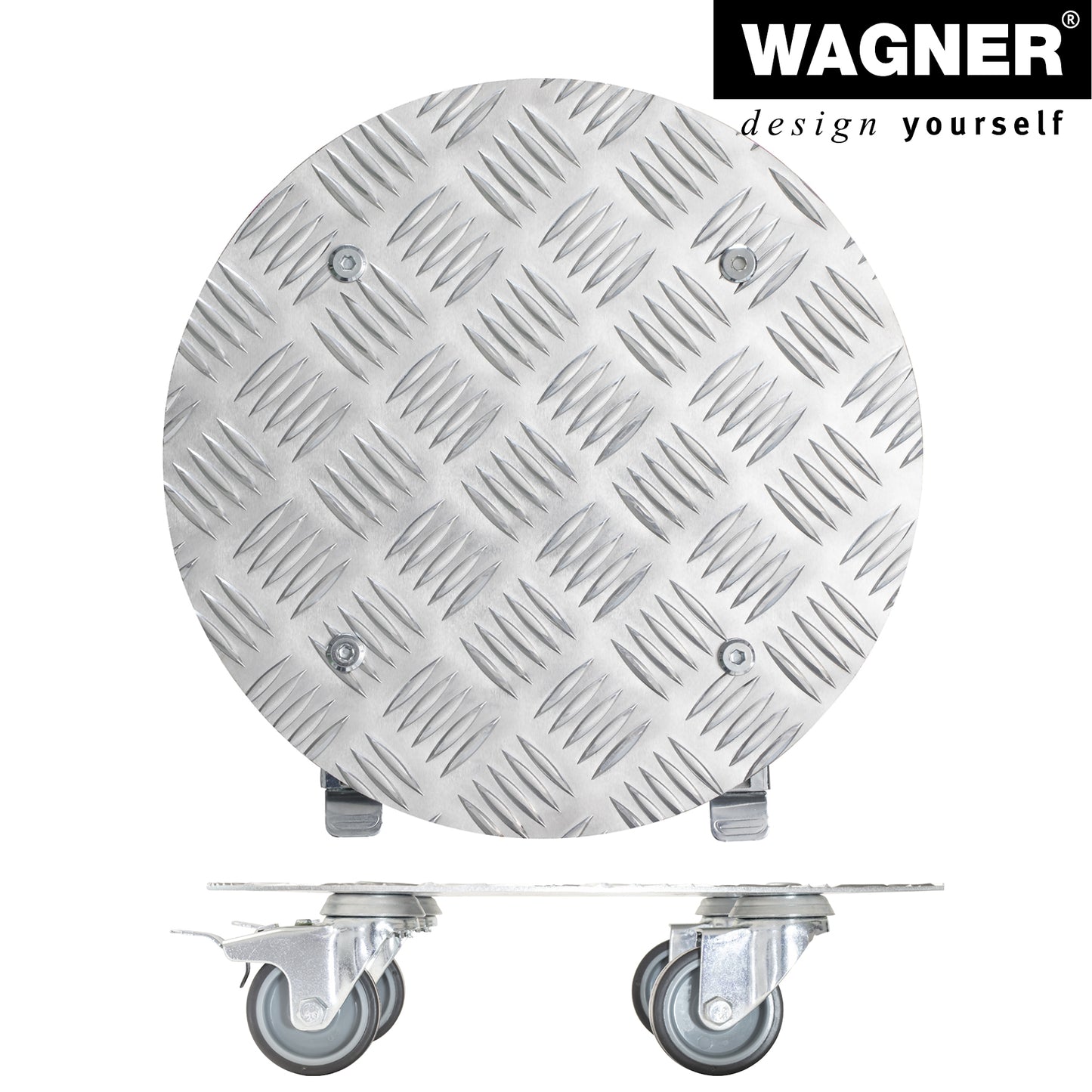 11.8" Silver Round Diamond Plated Aluminum Plant Caddy