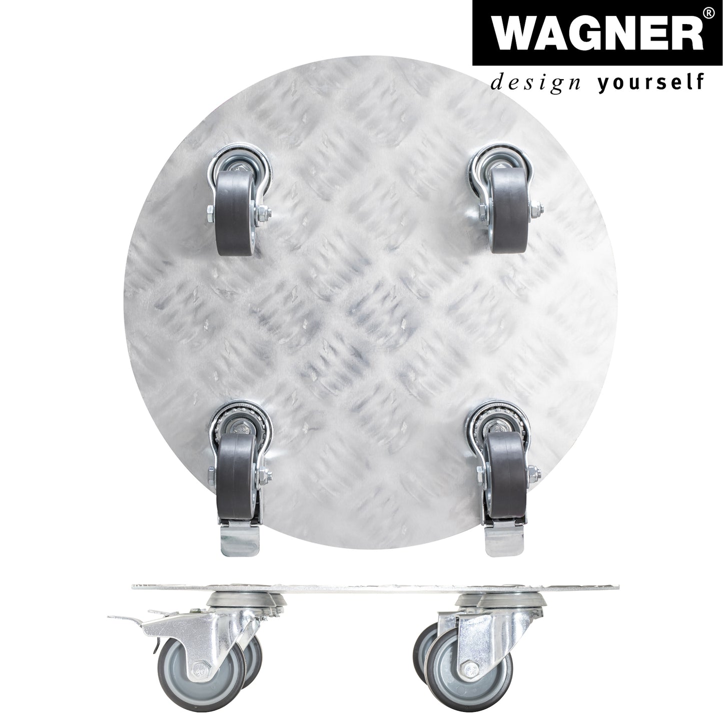 11.8" Silver Round Diamond Plated Aluminum Plant Caddy