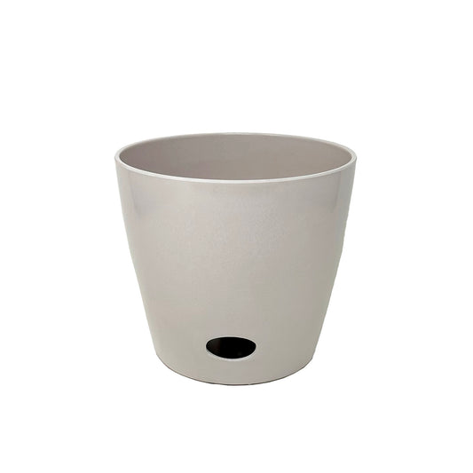 5" Cream Round Self-Watering Bamboo Pot