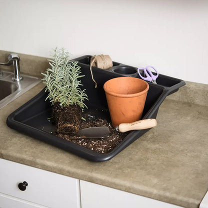 Compact Tidy Tray Black with Shelf