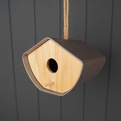 6.3" Anthracite Japandi Birdhouse - Bamboo