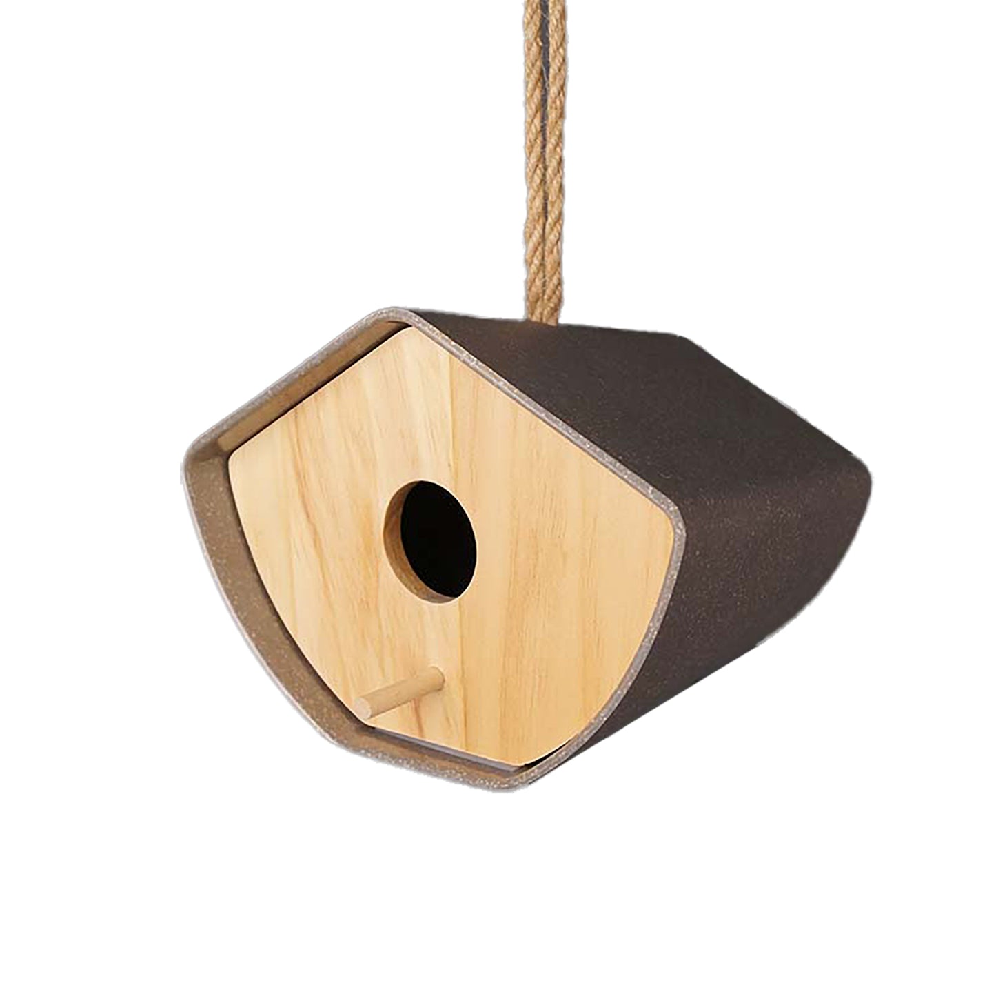 6.3" Anthracite Japandi Birdhouse - Bamboo