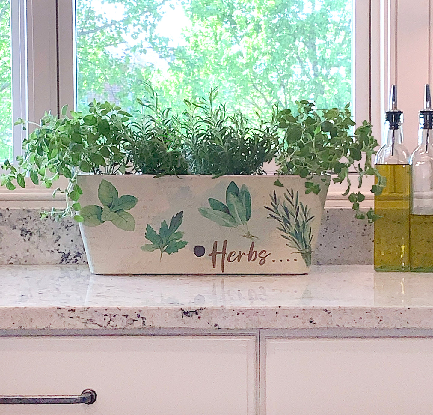 16" Herbs Rectangular Self-Watering Bamboo Planter