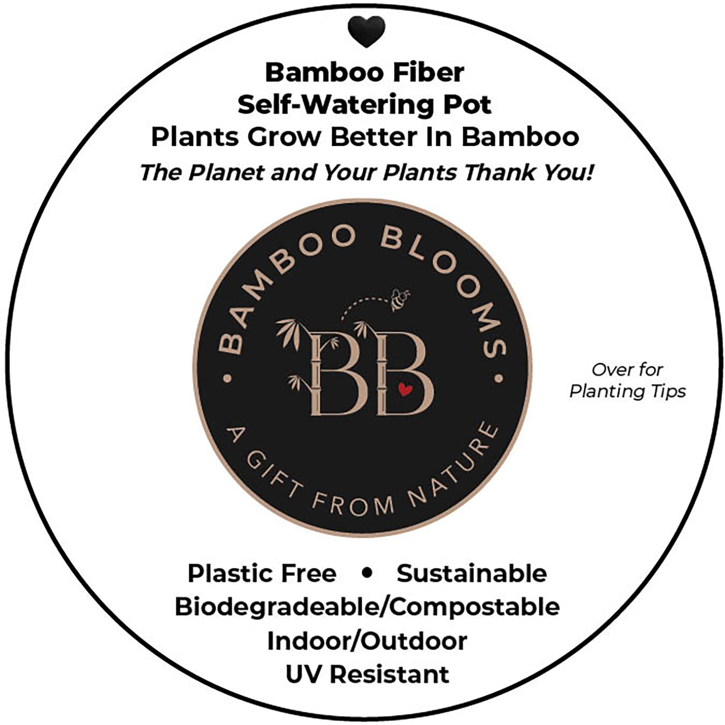 10" Black Round Self-Watering Bamboo Pot