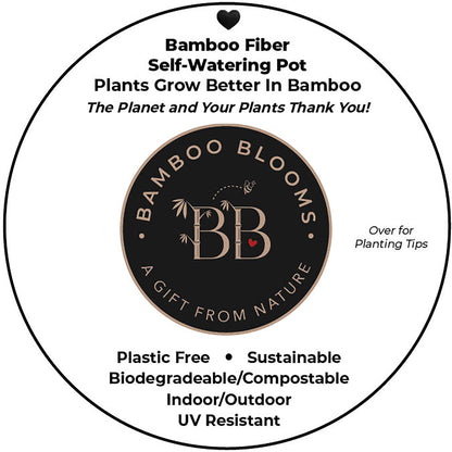 10" Black Round Self-Watering Bamboo Pot