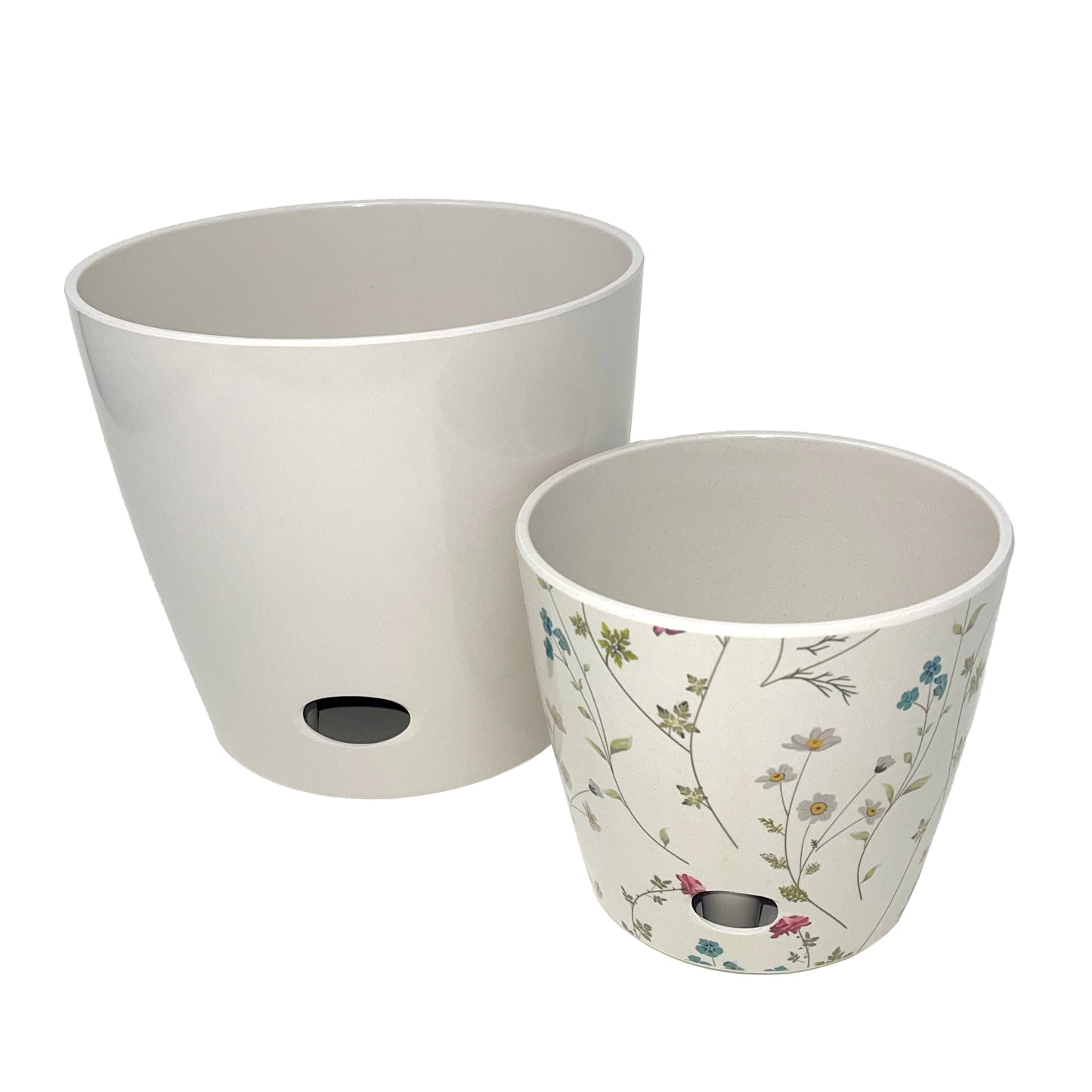 Self-Watering Plant Pot Set of 2 5" Wildflower & 7" Cream
