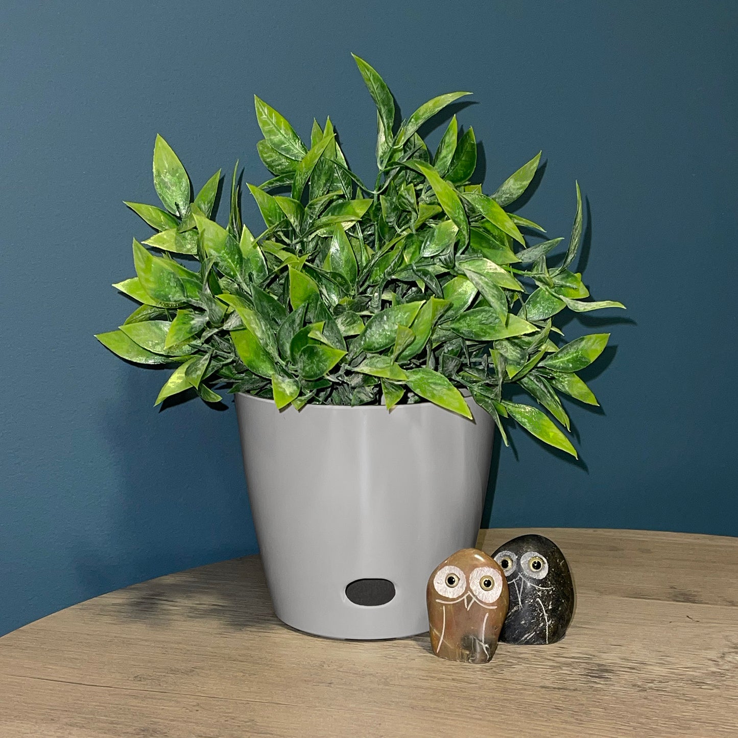 5" Gray Round Self-Watering Bamboo Pot