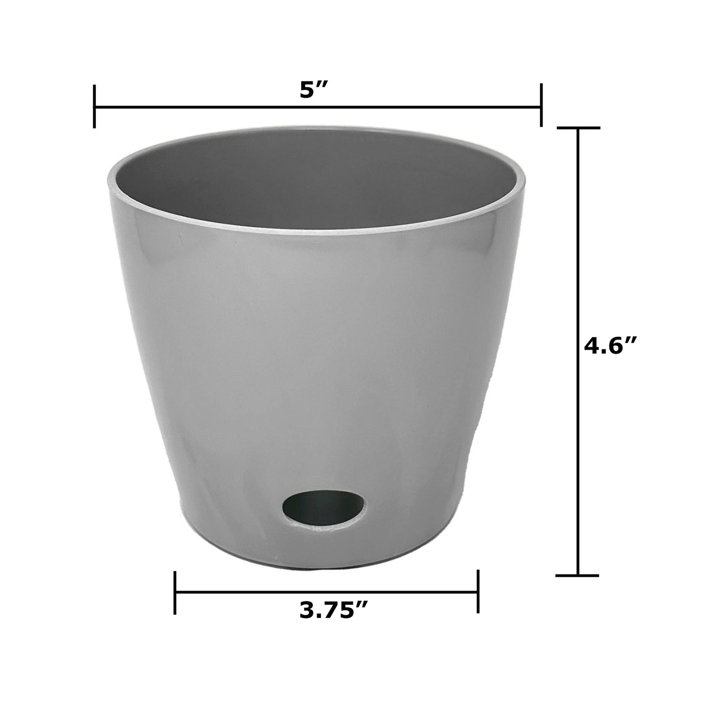 5" Gray Round Self-Watering Bamboo Pot