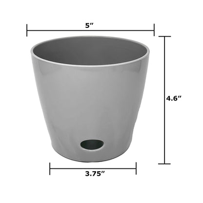 5" Gray Round Self-Watering Bamboo Pot
