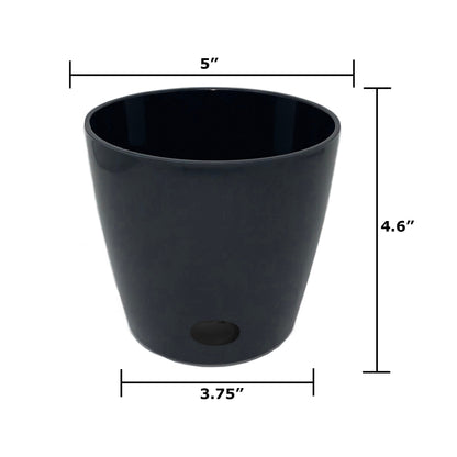5" Black Round Self-Watering Bamboo Pot