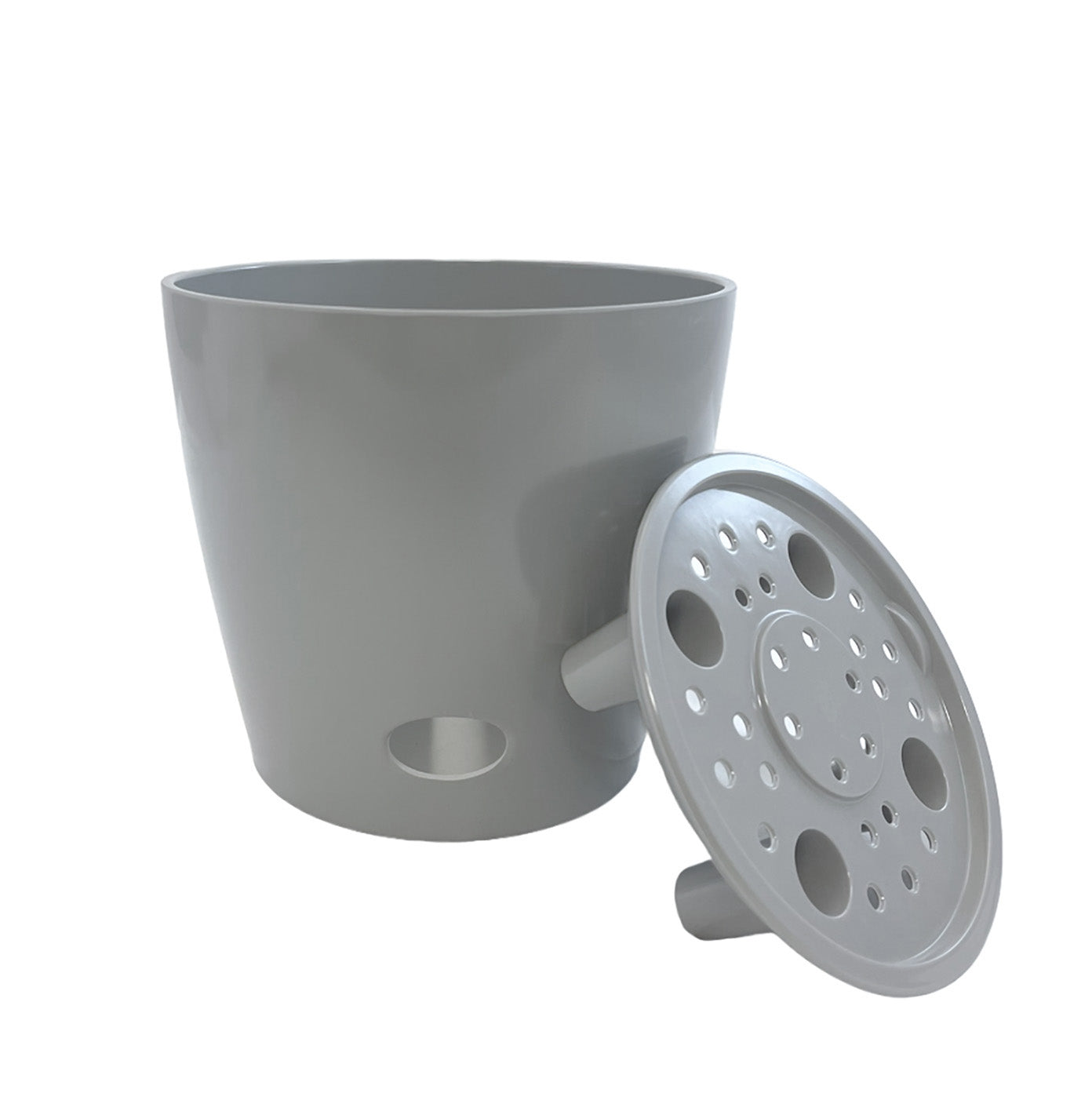 5" Gray Round Self-Watering Bamboo Pot