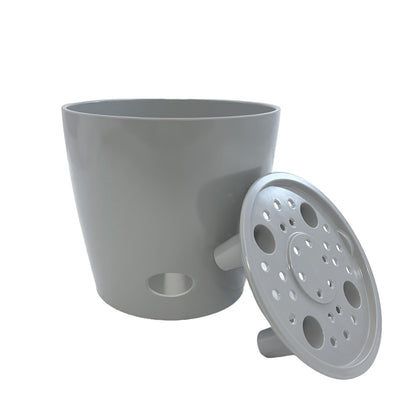 5" Gray Round Self-Watering Bamboo Pot