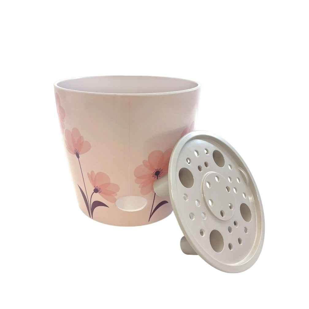 5" Pink FlowerRound Self-Watering Bamboo Pot