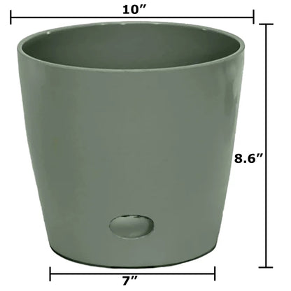 10" Sage Round Self-Watering Bamboo Pot