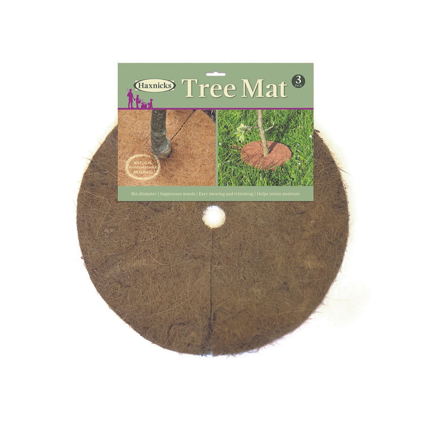 8" Round Coco Tree Mat 3pk