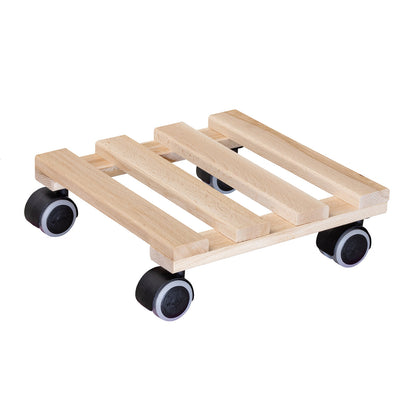 10" Natural Square Wooden Plant Caddy