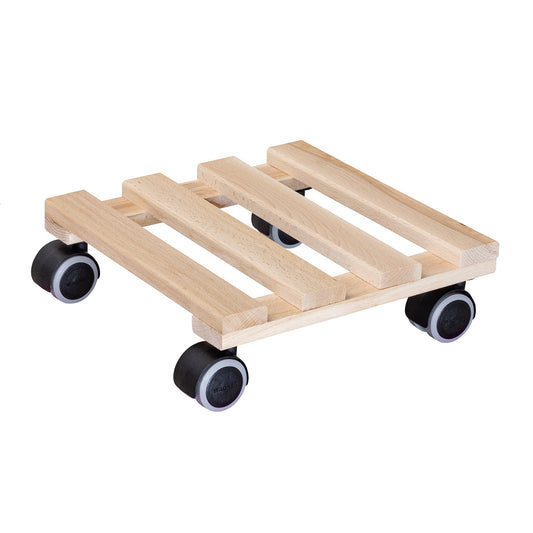 10" Natural Square Wooden Plant Caddy