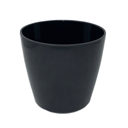 7" Black Round Self-Watering Bamboo Pot