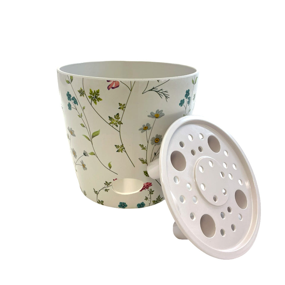 7" Wildflower Round Self-Watering Bamboo Pot