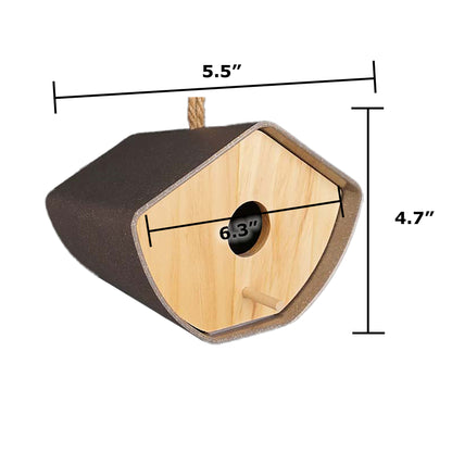 6.3" Anthracite Japandi Birdhouse - Bamboo