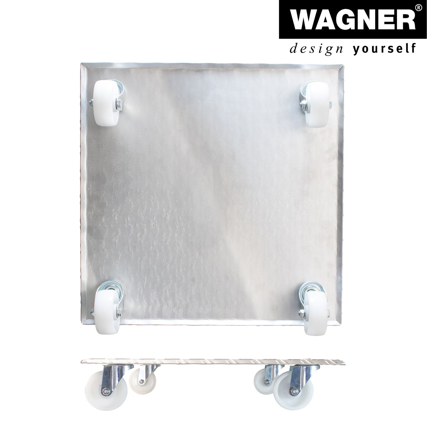 18.5" Silver Square Diamond Plated Aluminum Plant Caddy