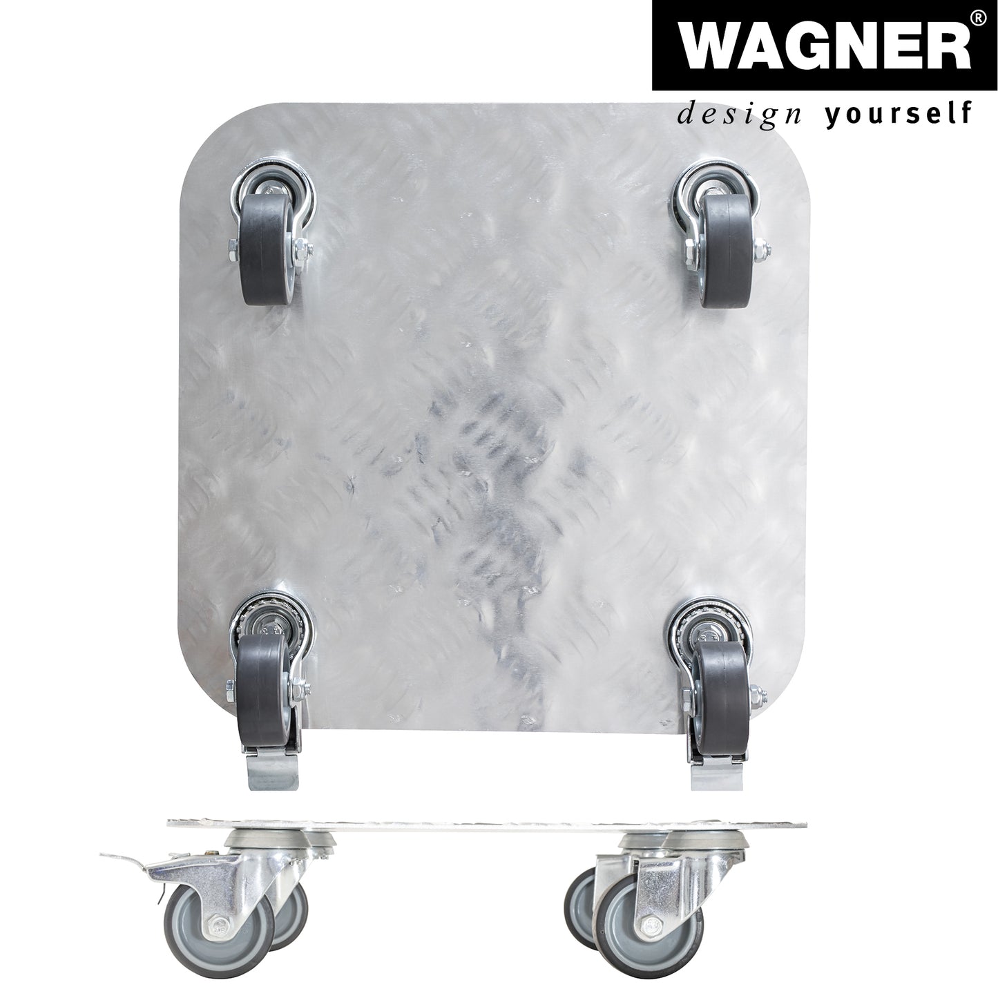 11.4" Silver Square Diamond Plated Aluminum Plant Caddy