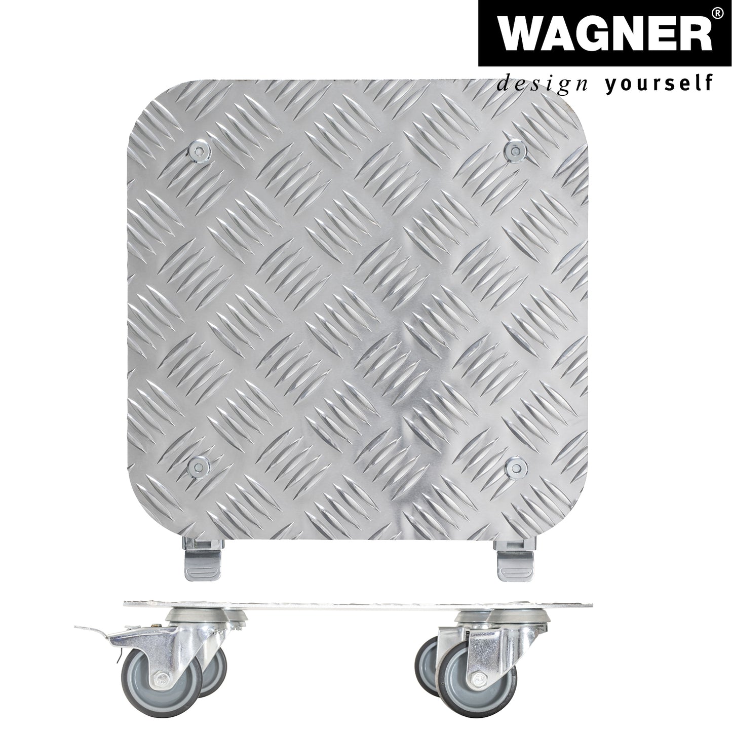 11.4" Silver Square Diamond Plated Aluminum Plant Caddy