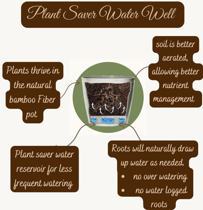 7" Pale Yellow Round Self-Watering Bamboo Pot