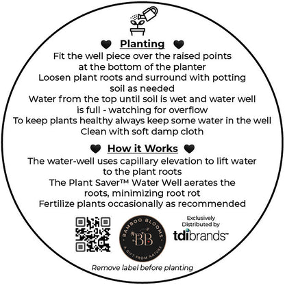 7" Indigo Round Self-Watering Bamboo Pot