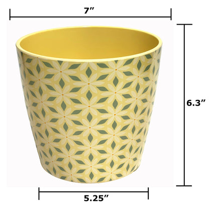 7" Mosaic Round Self-Watering Bamboo Pot