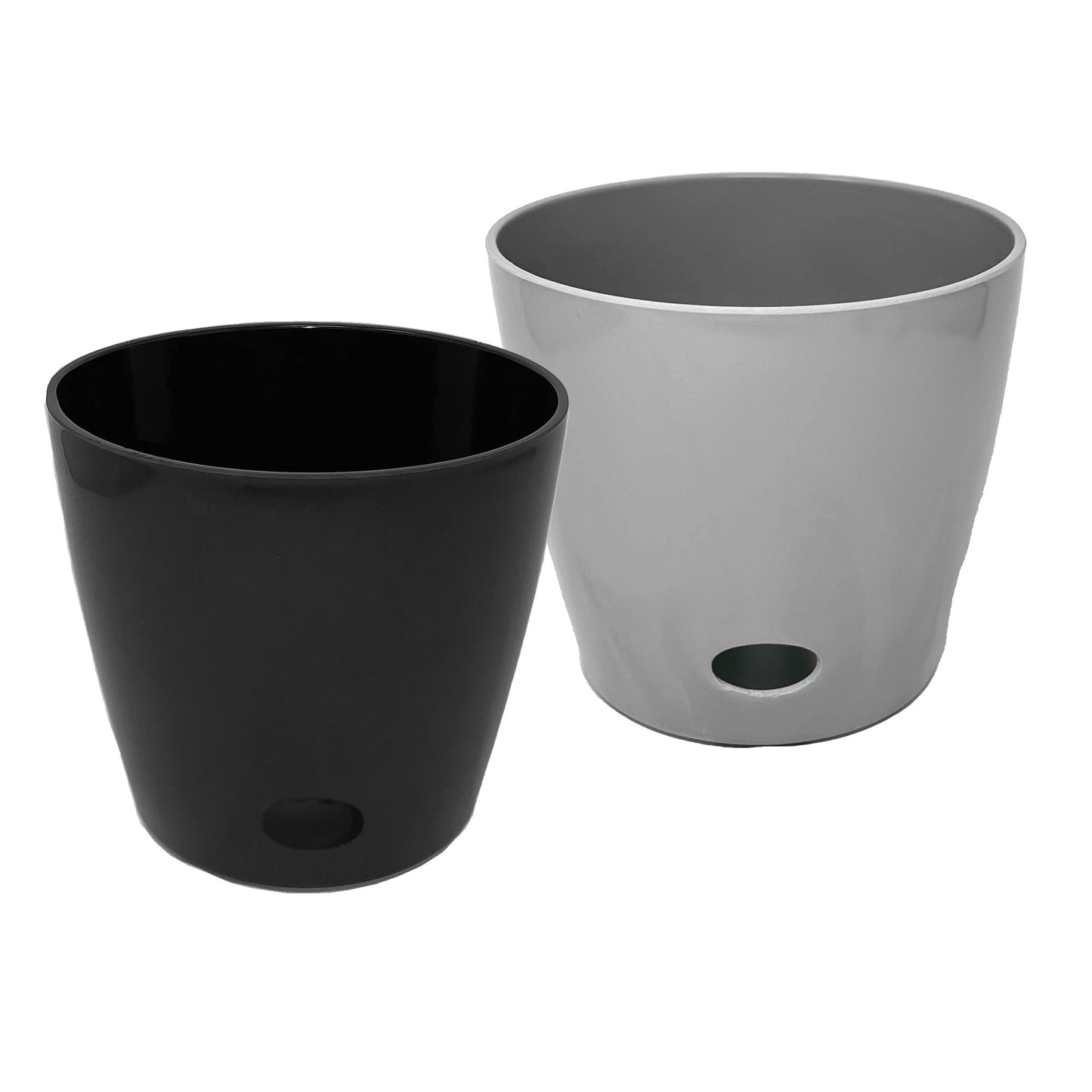 Self-Watering Plant Pot Set of 2 10" Gray & 10" Black