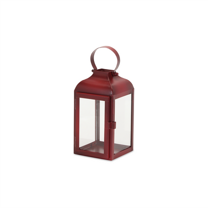 Modern Red Metal Lantern (Set of 3)