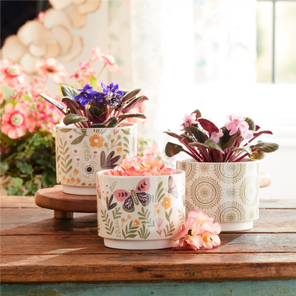 Stone Floral Patterned Planter (Set of 3)