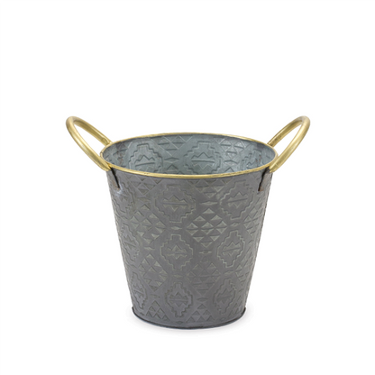 Metal Aztec Pail Planter (Set of 3)